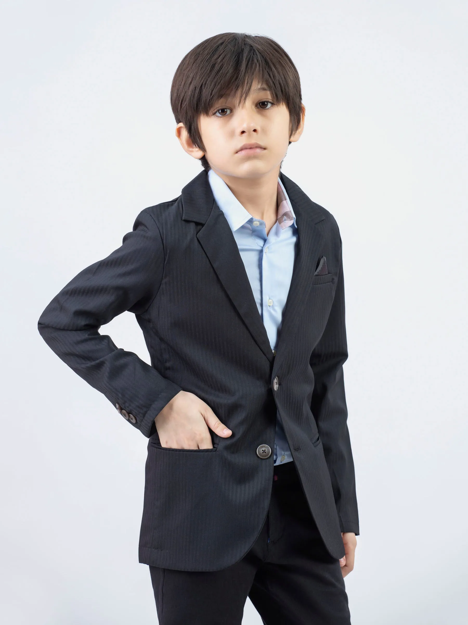Black Striped Kids Formal Blazer
