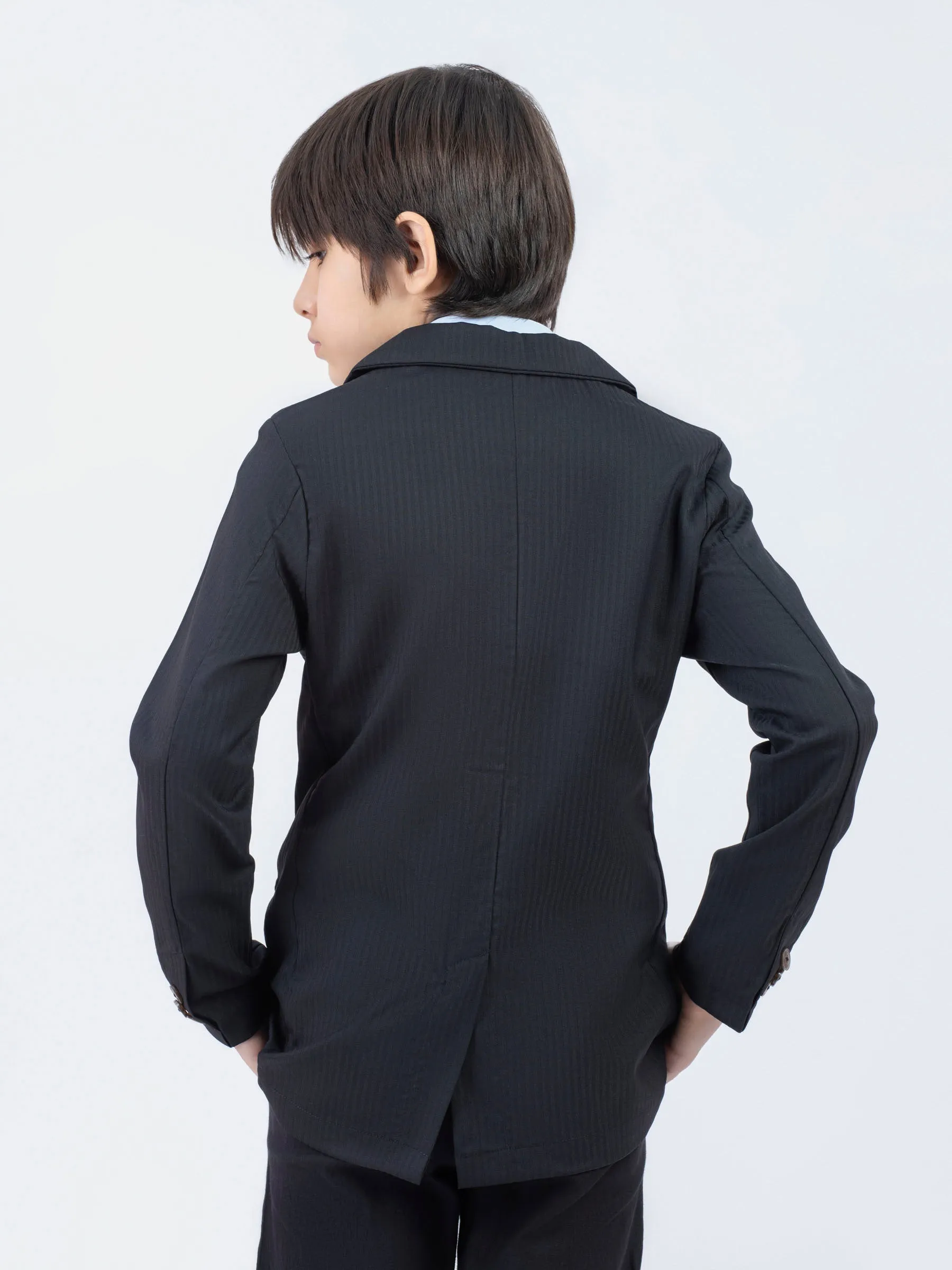 Black Striped Kids Formal Blazer