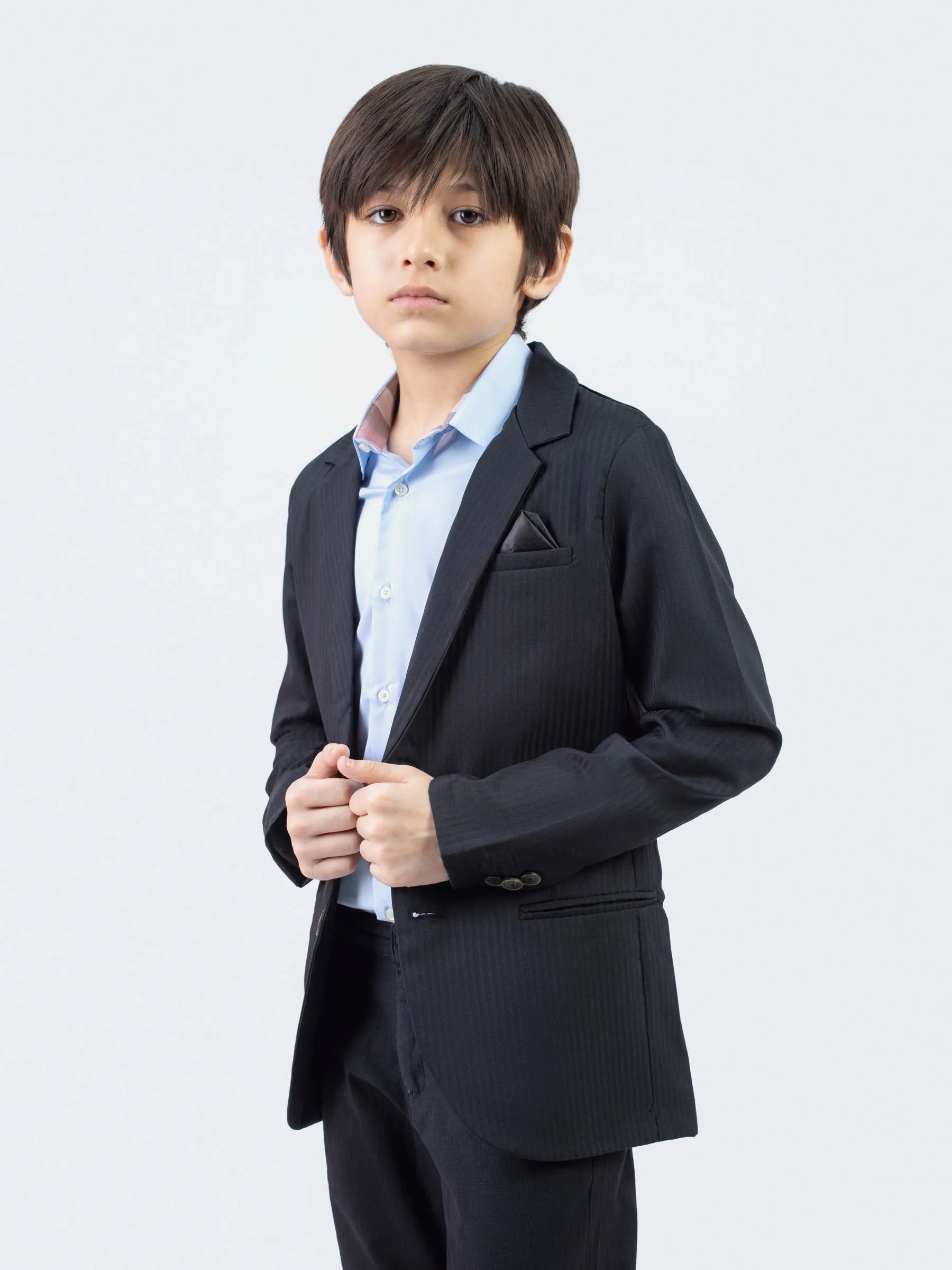 Black Striped Kids Formal Blazer