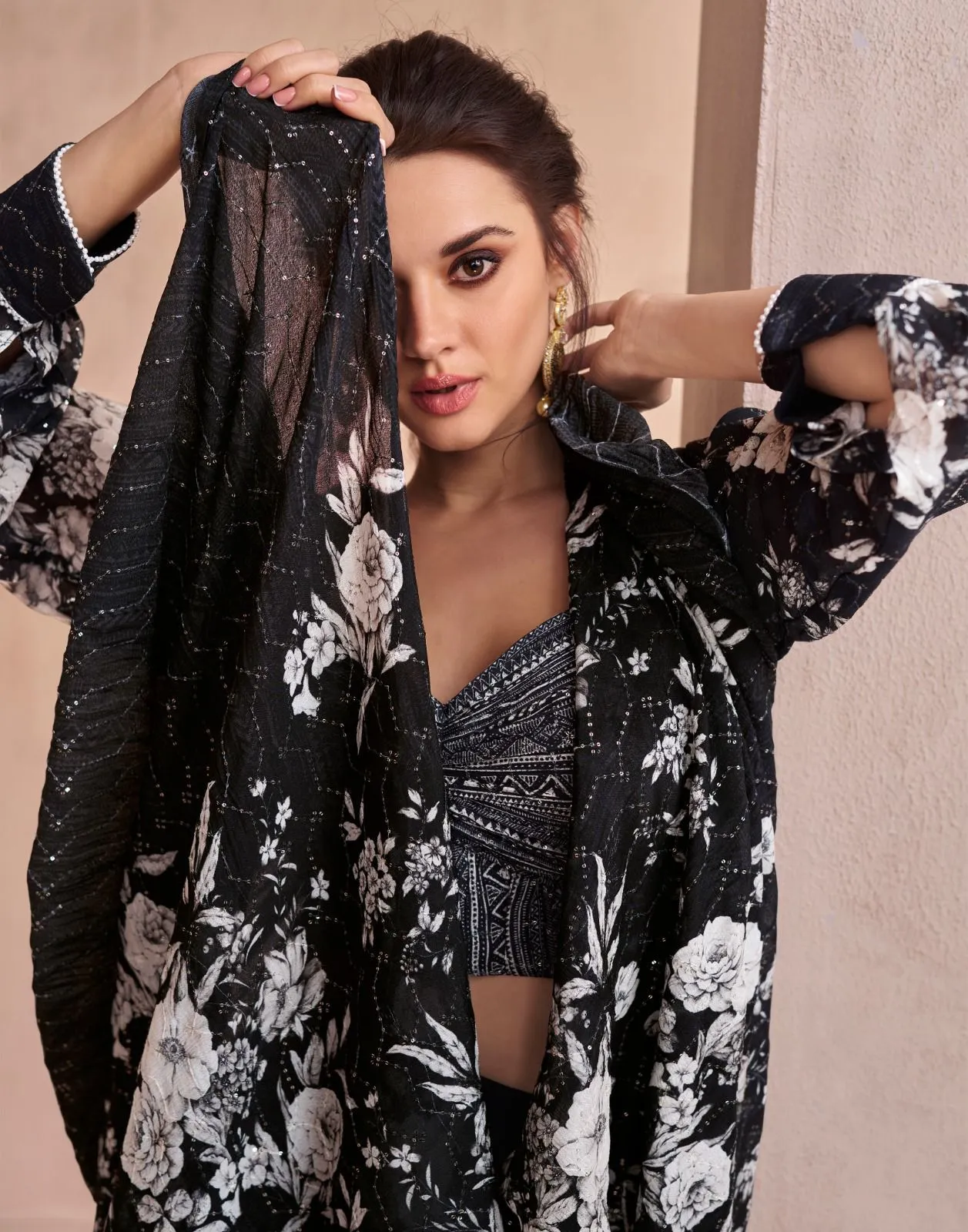 Black Stylish Three-Piece Sharara Collection Attractive Outfitting for All Occasions