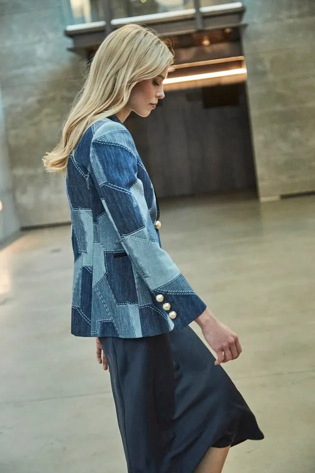 BLAZER DENIM PATCHWORK BLOSSOM