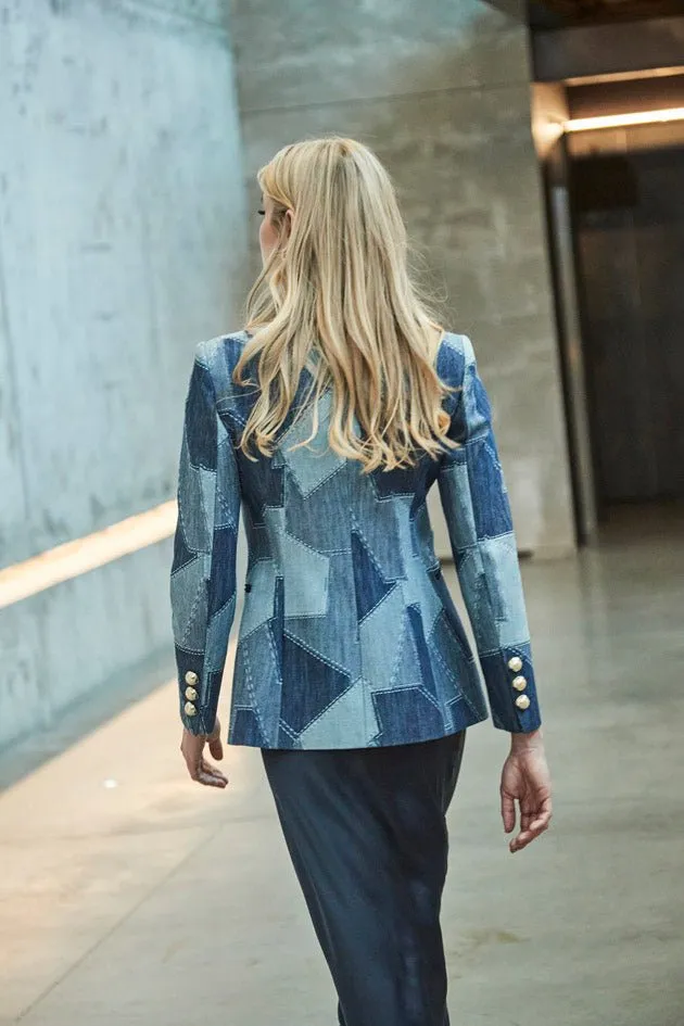 BLAZER DENIM PATCHWORK BLOSSOM