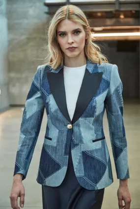 BLAZER DENIM PATCHWORK BLOSSOM