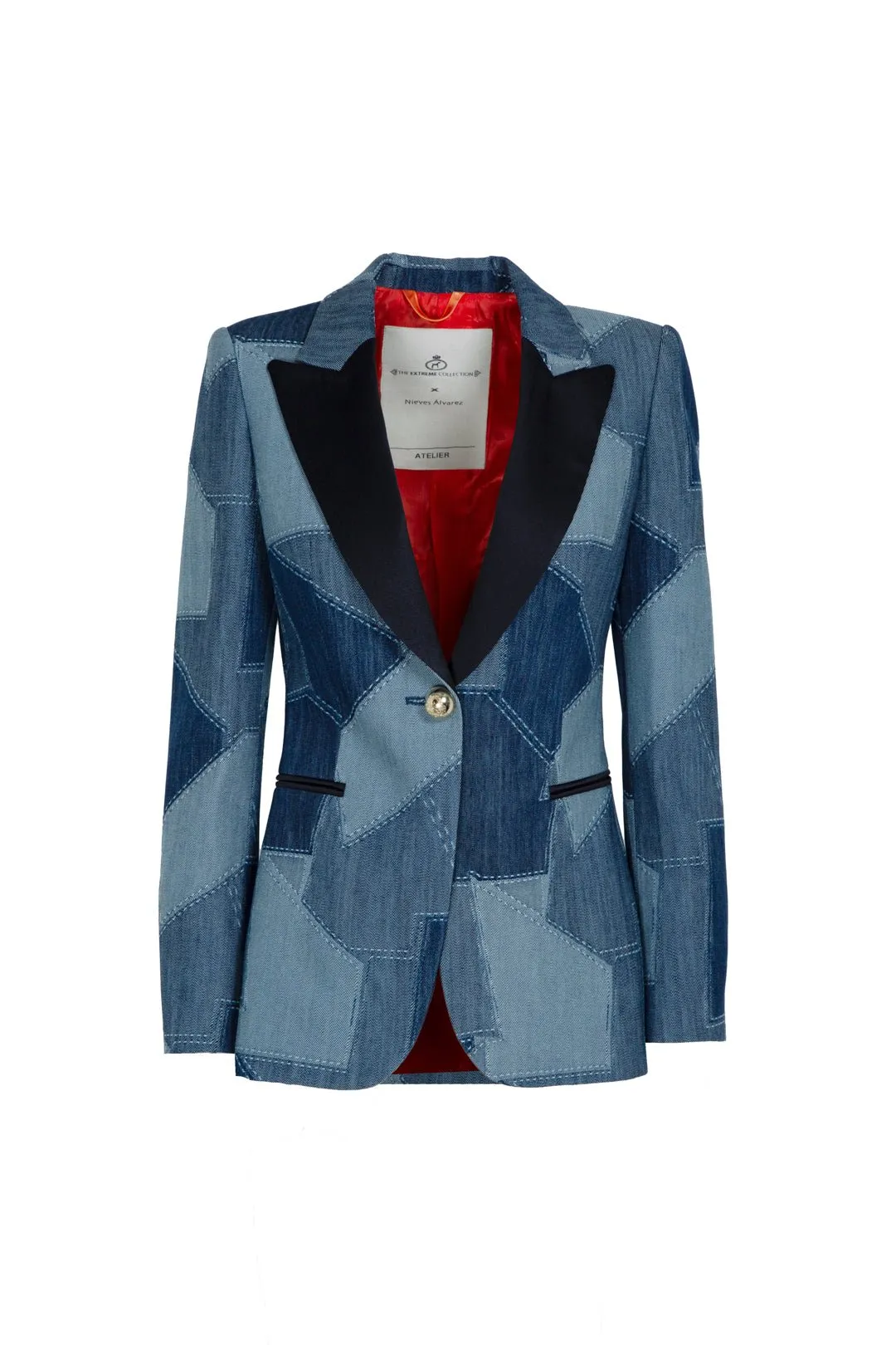 BLAZER DENIM PATCHWORK BLOSSOM