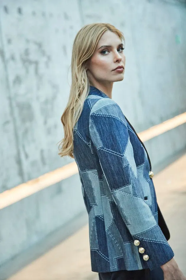 BLAZER DENIM PATCHWORK BLOSSOM