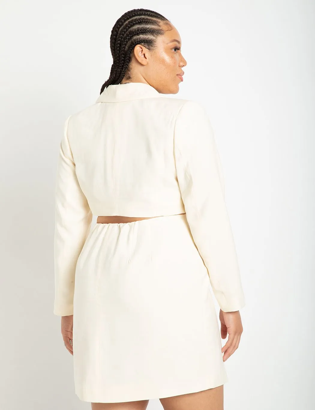 Blazer Dress With Cutout Detail in Buttercream