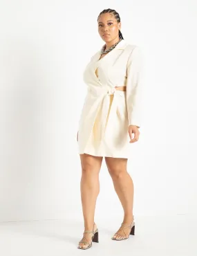 Blazer Dress With Cutout Detail in Buttercream