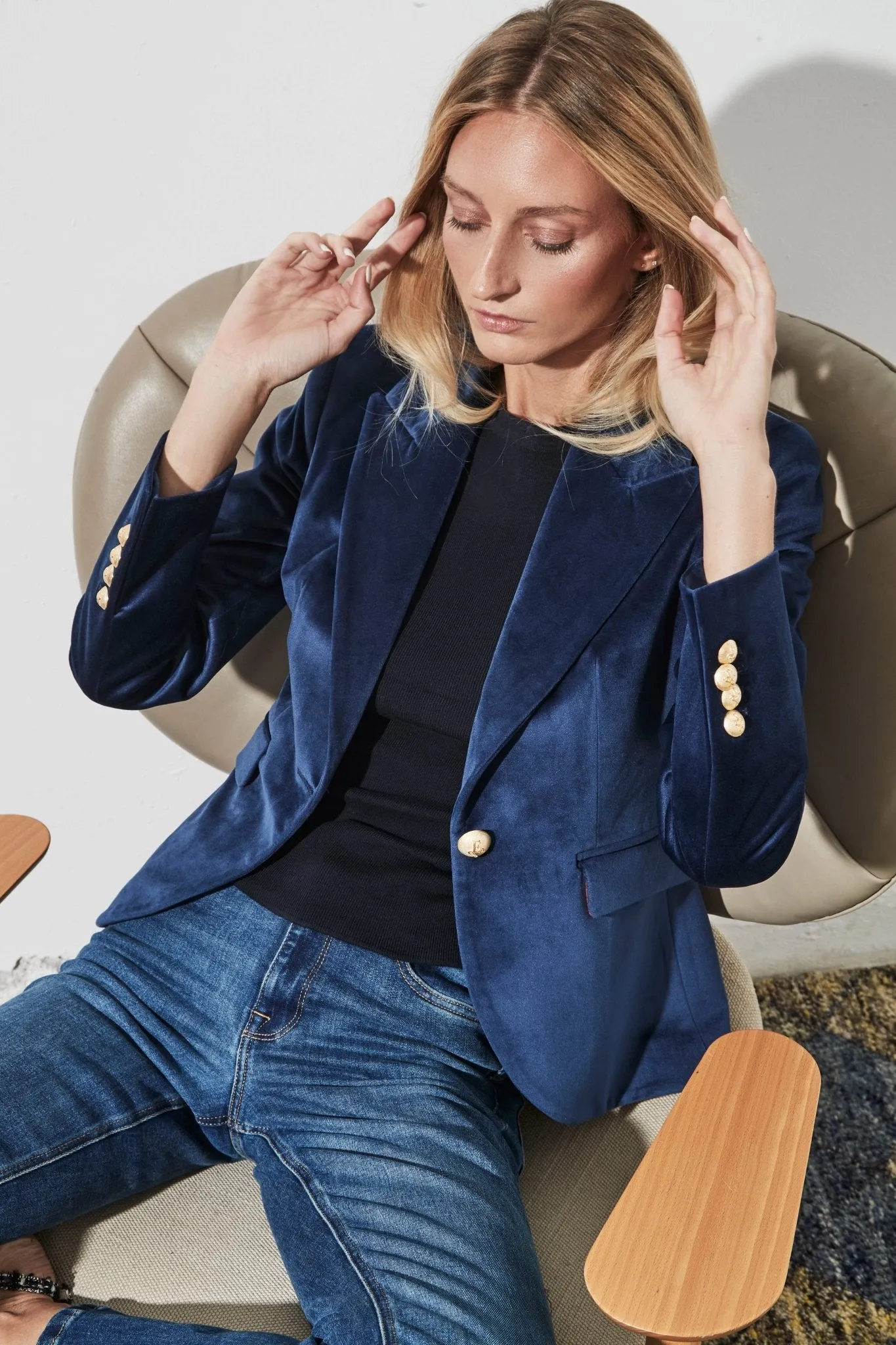 BLAZER TERCIOPELO MARINO HAYLEE