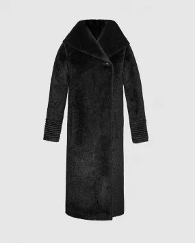 Bouclé Alpaca Long Hooded Coat