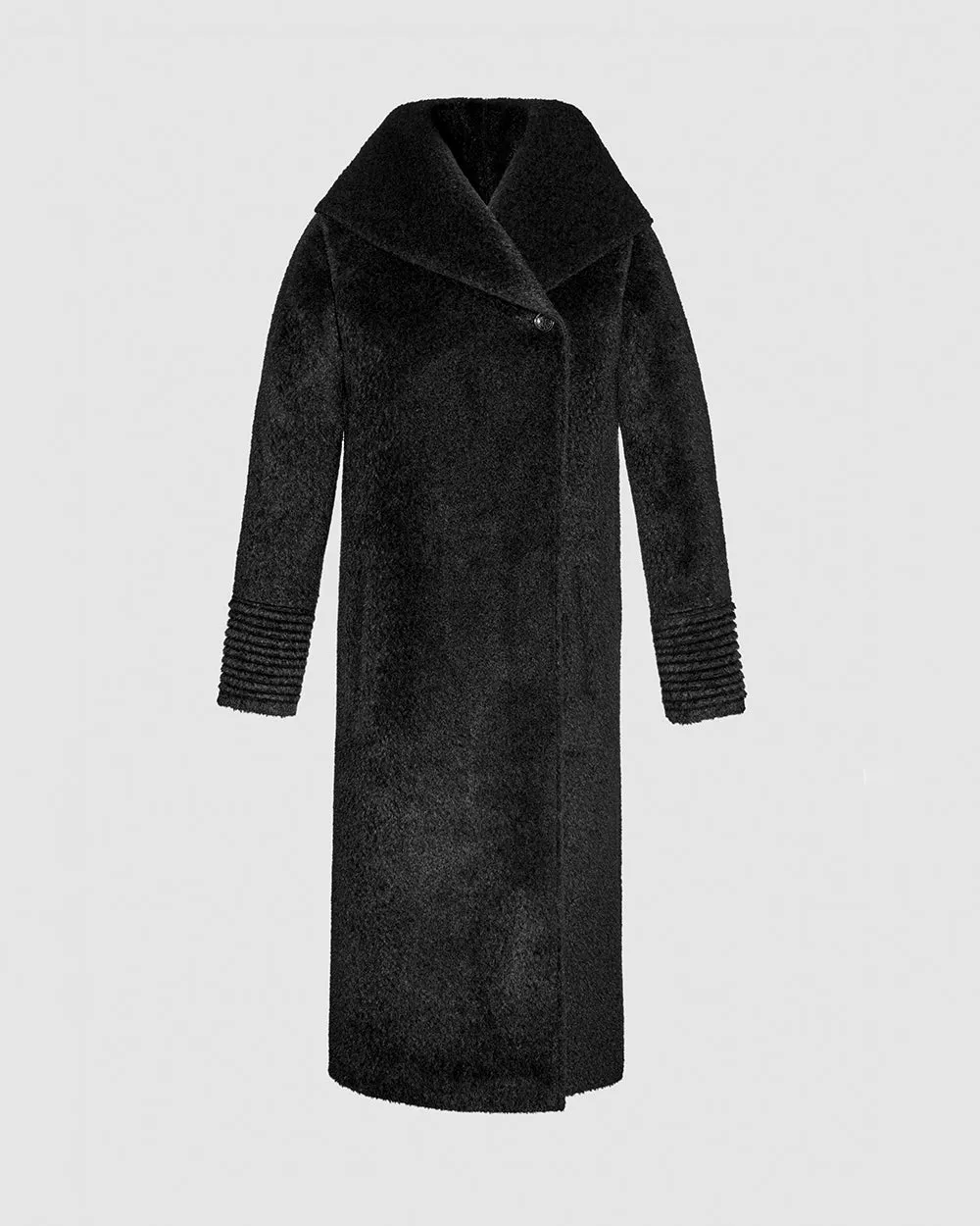 Bouclé Alpaca Long Hooded Coat