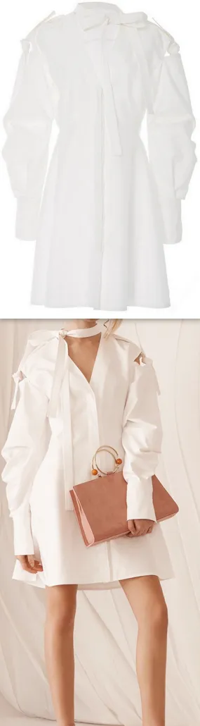 Boxy White Mini Shirt-Dress