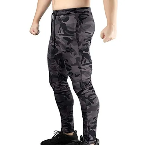 BROKIG Mens Zip Joggers Pants - Casual Gym Workout Track Pants Comfortable Slim Fit Tapered Sweatpants with Pockets (Small, Camo Grey)