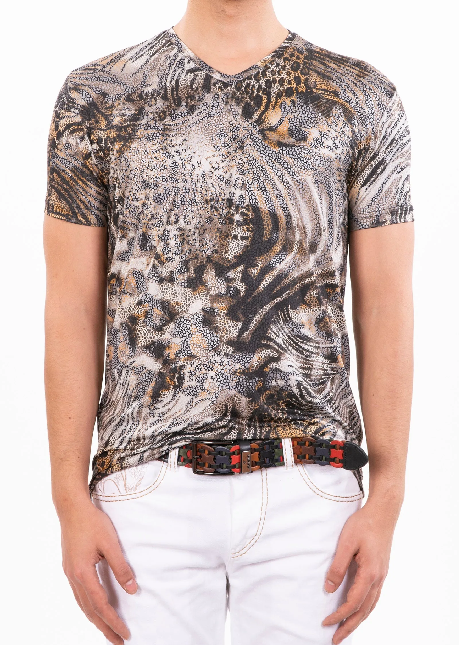 Brown Gray Snakeskin Spandex Tee