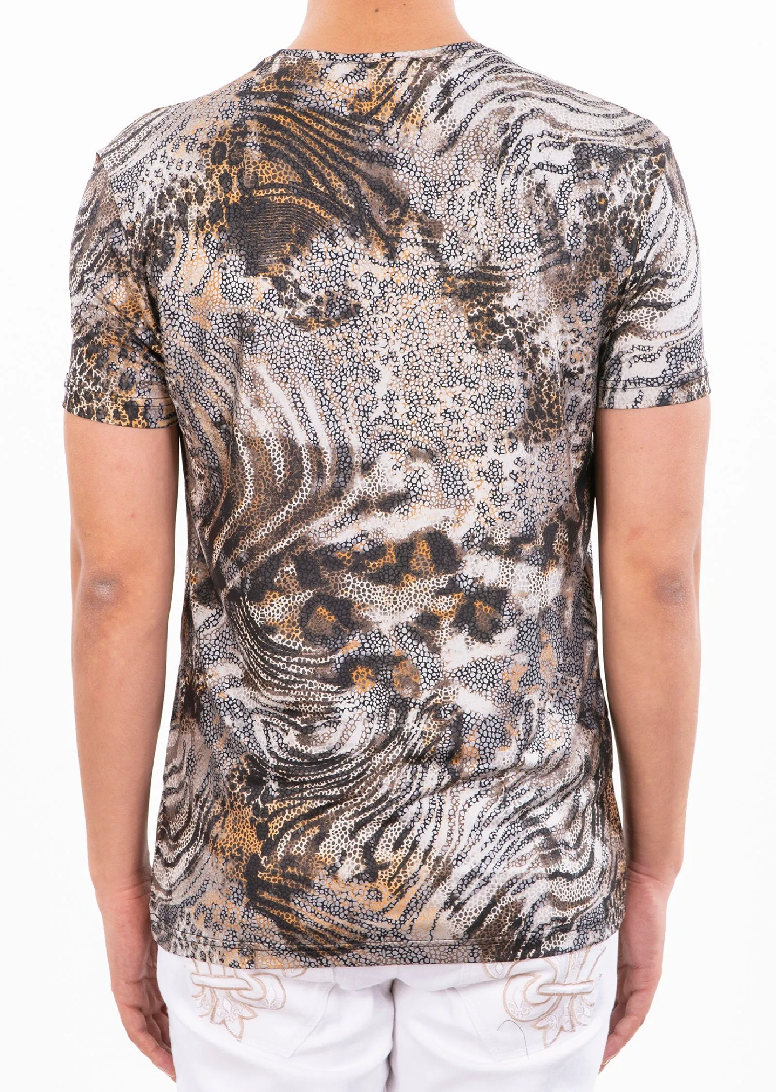 Brown Gray Snakeskin Spandex Tee