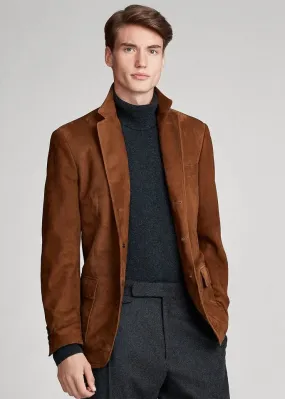 Brown Suede Leather Blazer Men