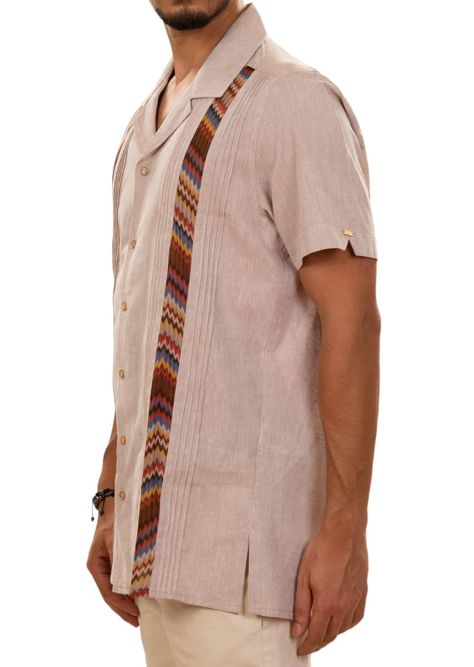 Brown Zigzag Guayabera Shirt