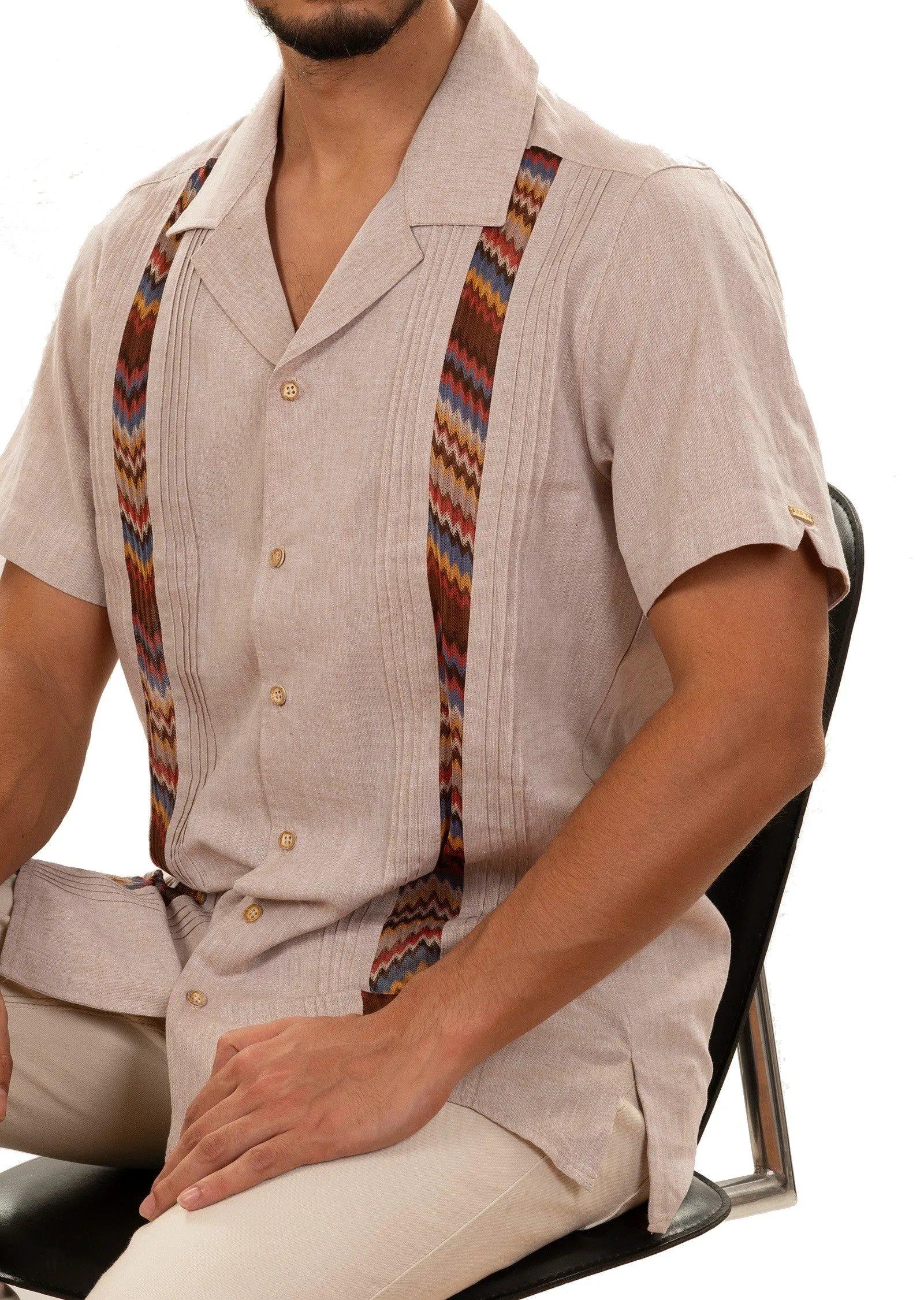 Brown Zigzag Guayabera Shirt