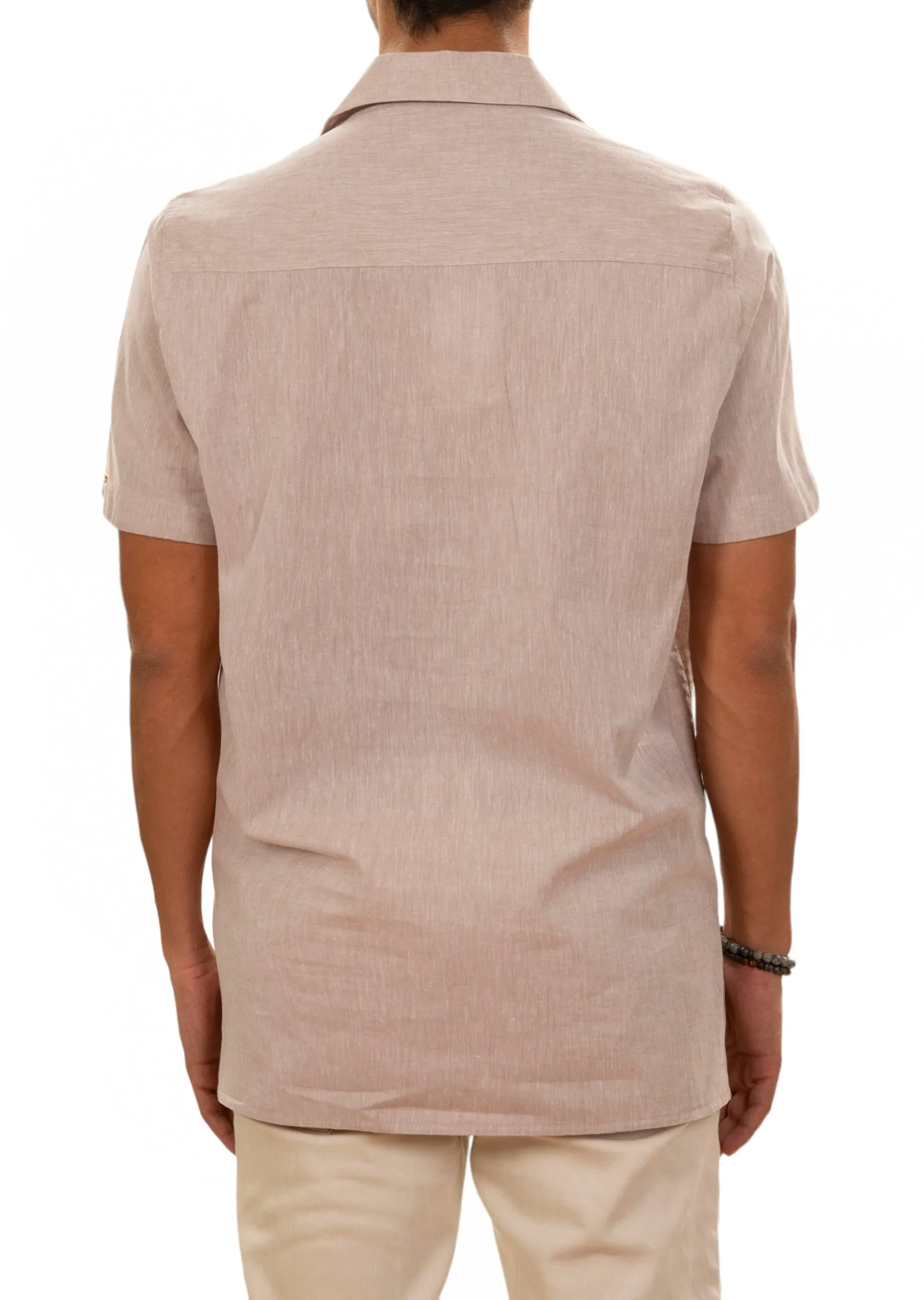 Brown Zigzag Guayabera Shirt