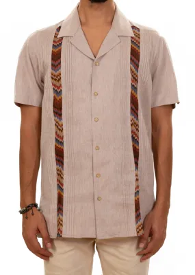 Brown Zigzag Guayabera Shirt