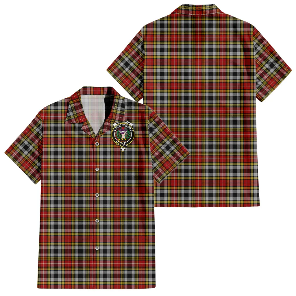 Buchanan Old Dress Tartan Short Sleeve Button Down Shirt with Family Crest