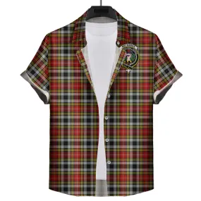 Buchanan Old Dress Tartan Short Sleeve Button Down Shirt with Family Crest