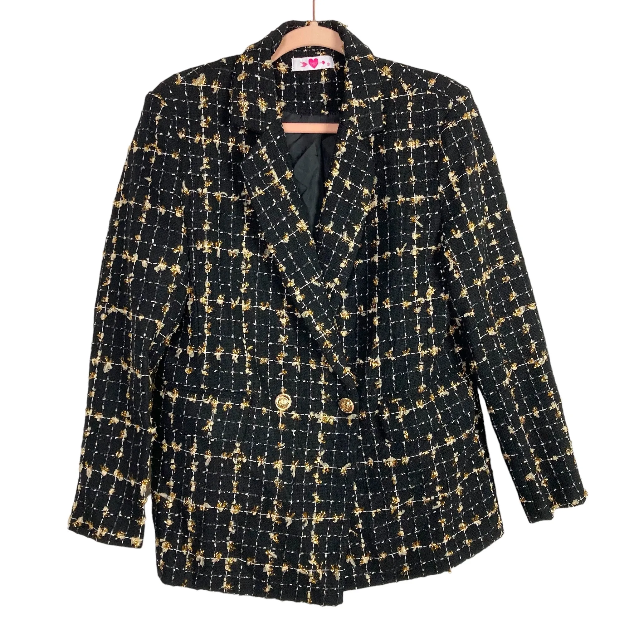 Buddy Love Black with Gold Metallic Tweed Oversized Avery Blazer- Size S (sold out online)