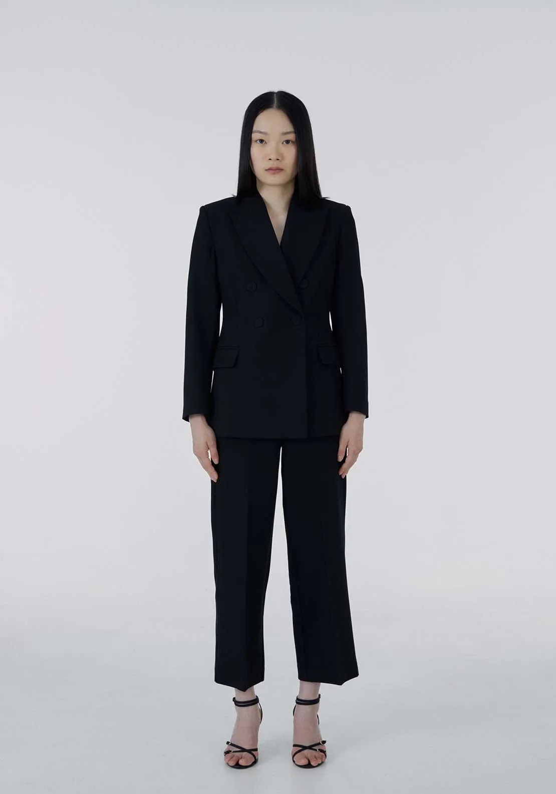 Button double-breasted blazer - Black