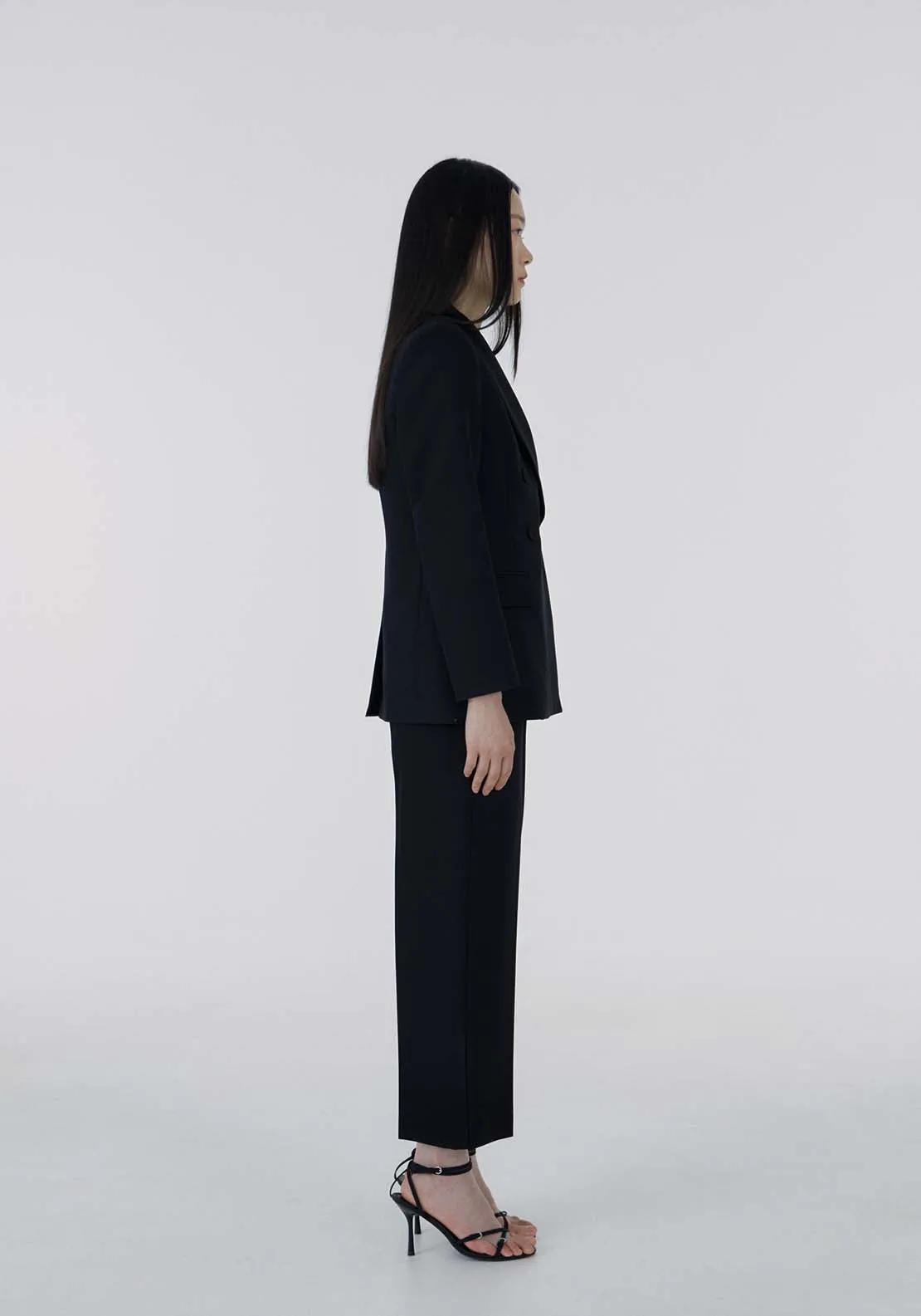 Button double-breasted blazer - Black