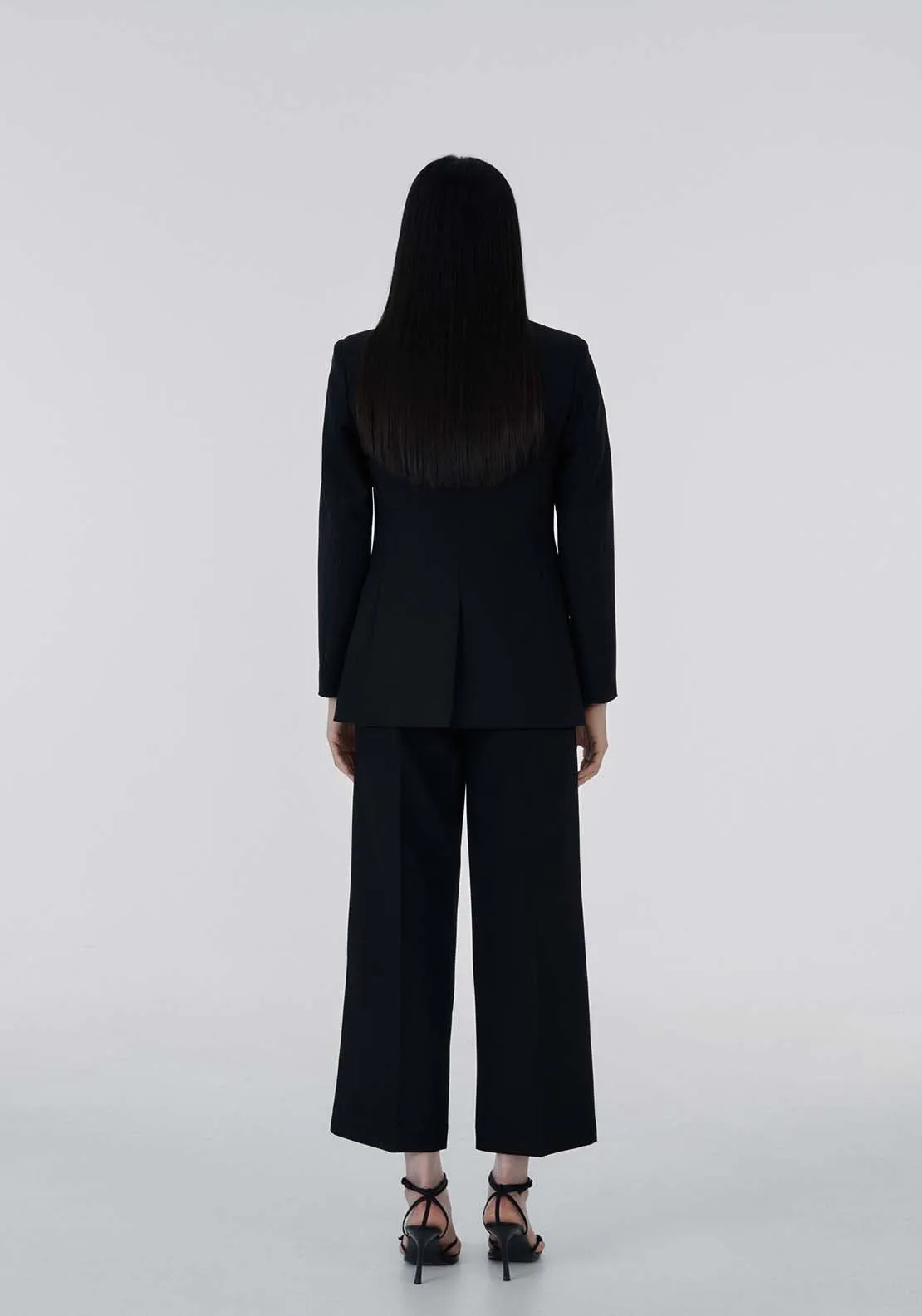Button double-breasted blazer - Black