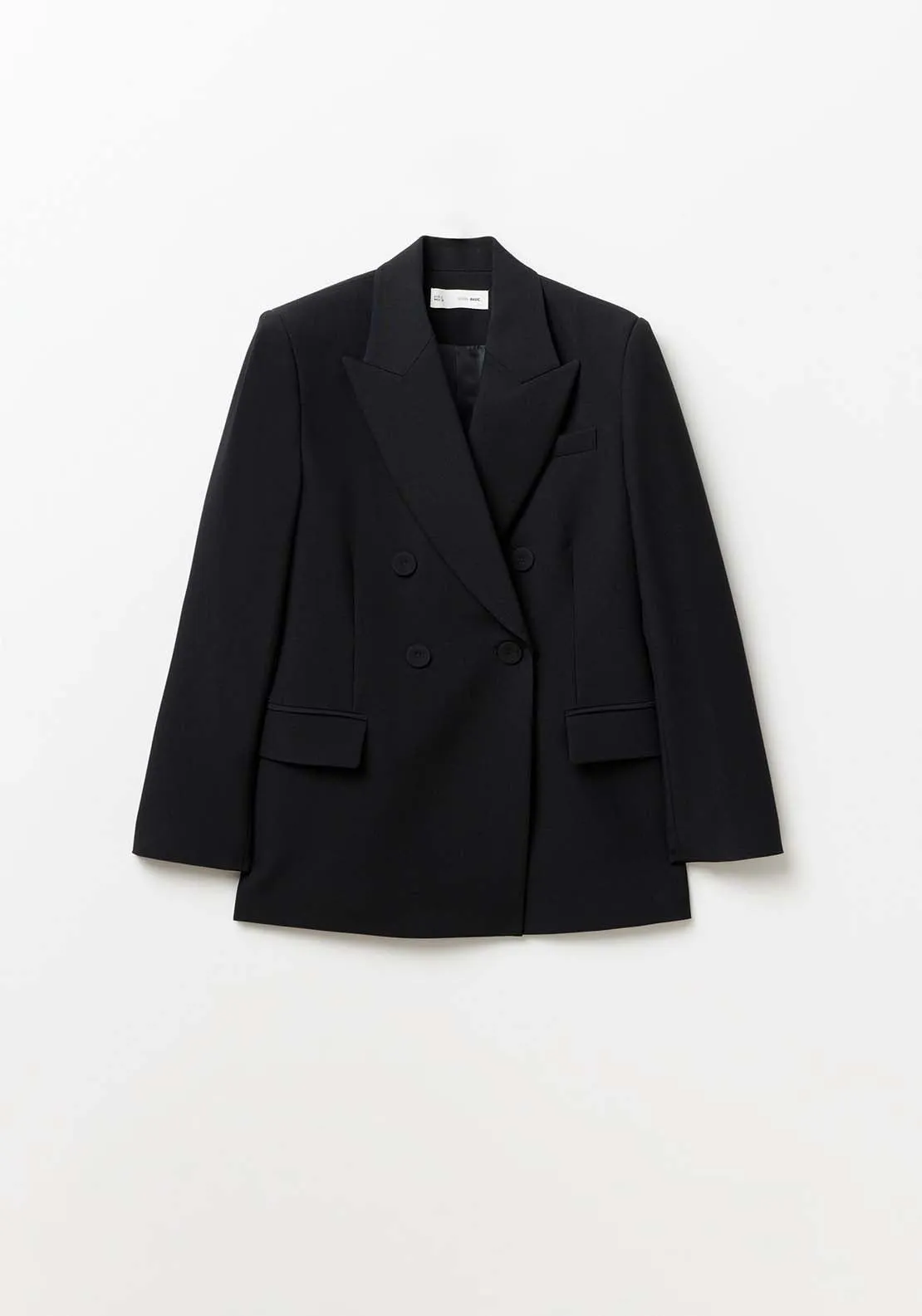 Button double-breasted blazer - Black