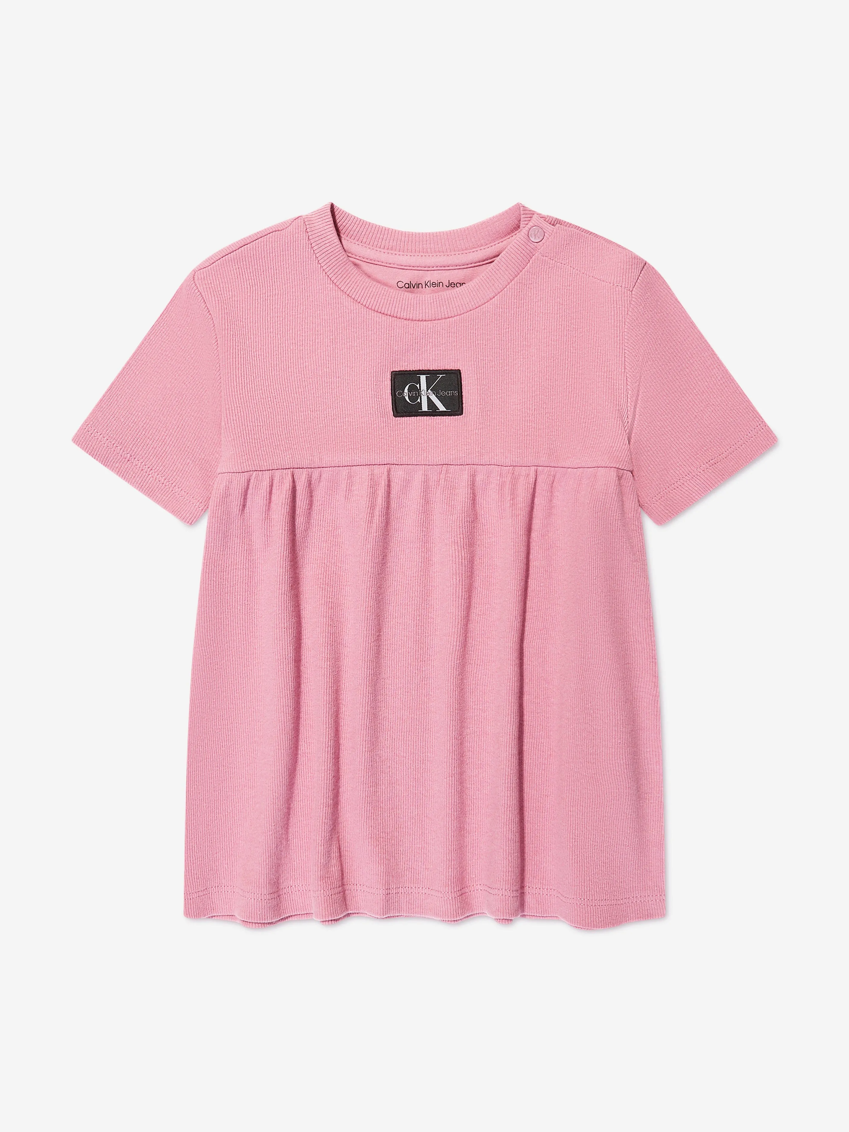 Calvin Klein Baby Girls Monogram Rib Dress in Pink