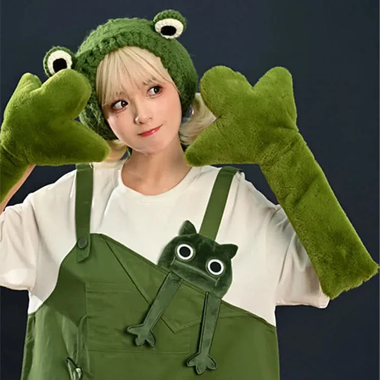 Cartoon Frog Fake Two Pieces Loose T-shirt Dress