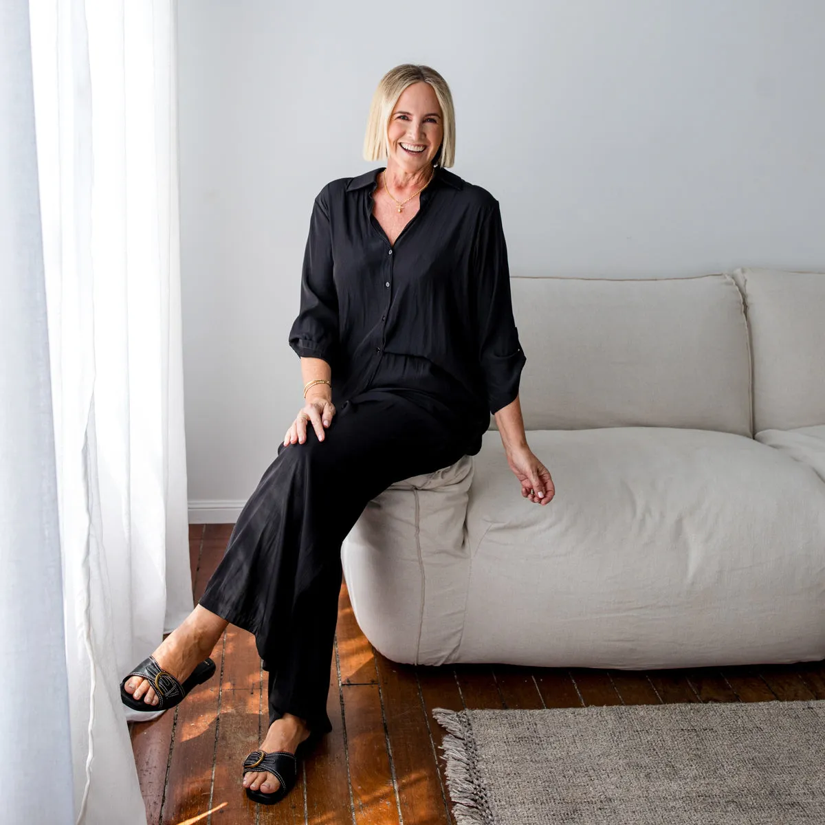 Cecile relaxed technical pant - black