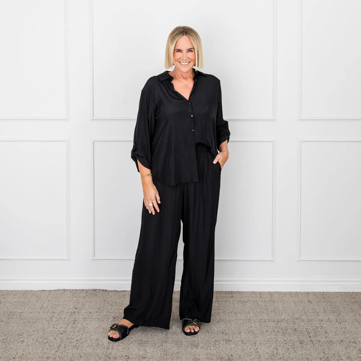 Cecile relaxed technical pant - black