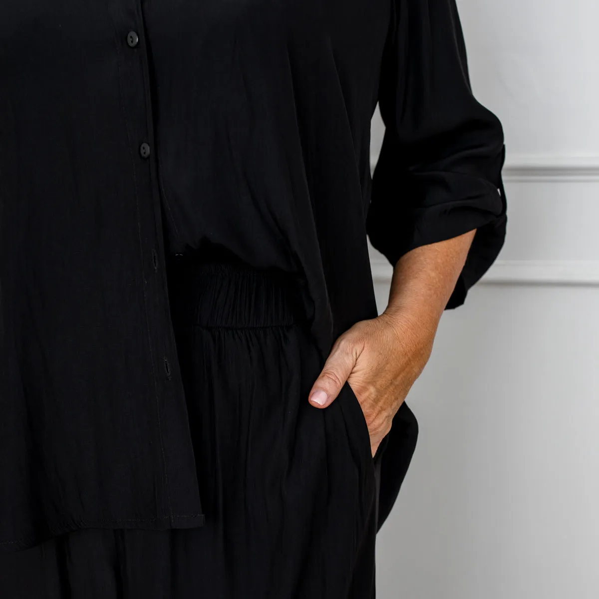 Cecile relaxed technical pant - black