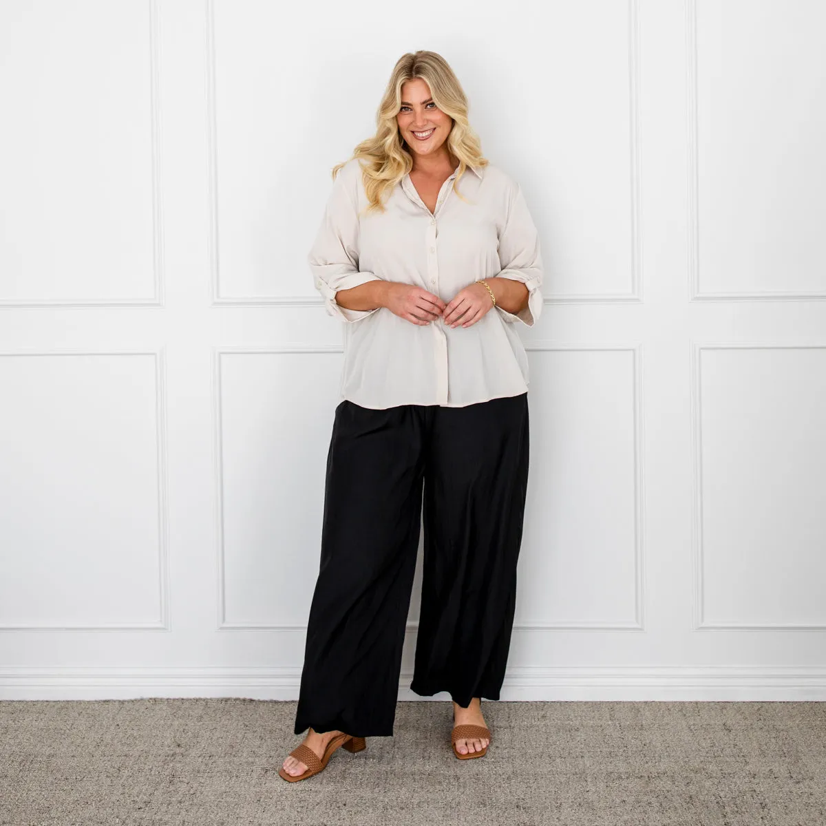 Cecile relaxed technical pant - black
