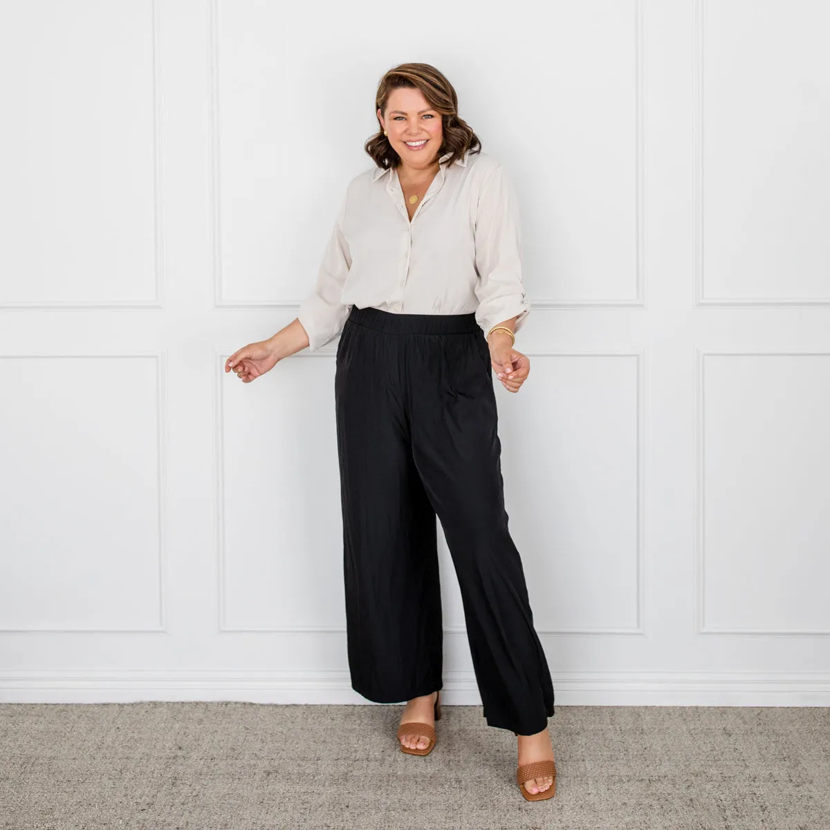 Cecile relaxed technical pant - black