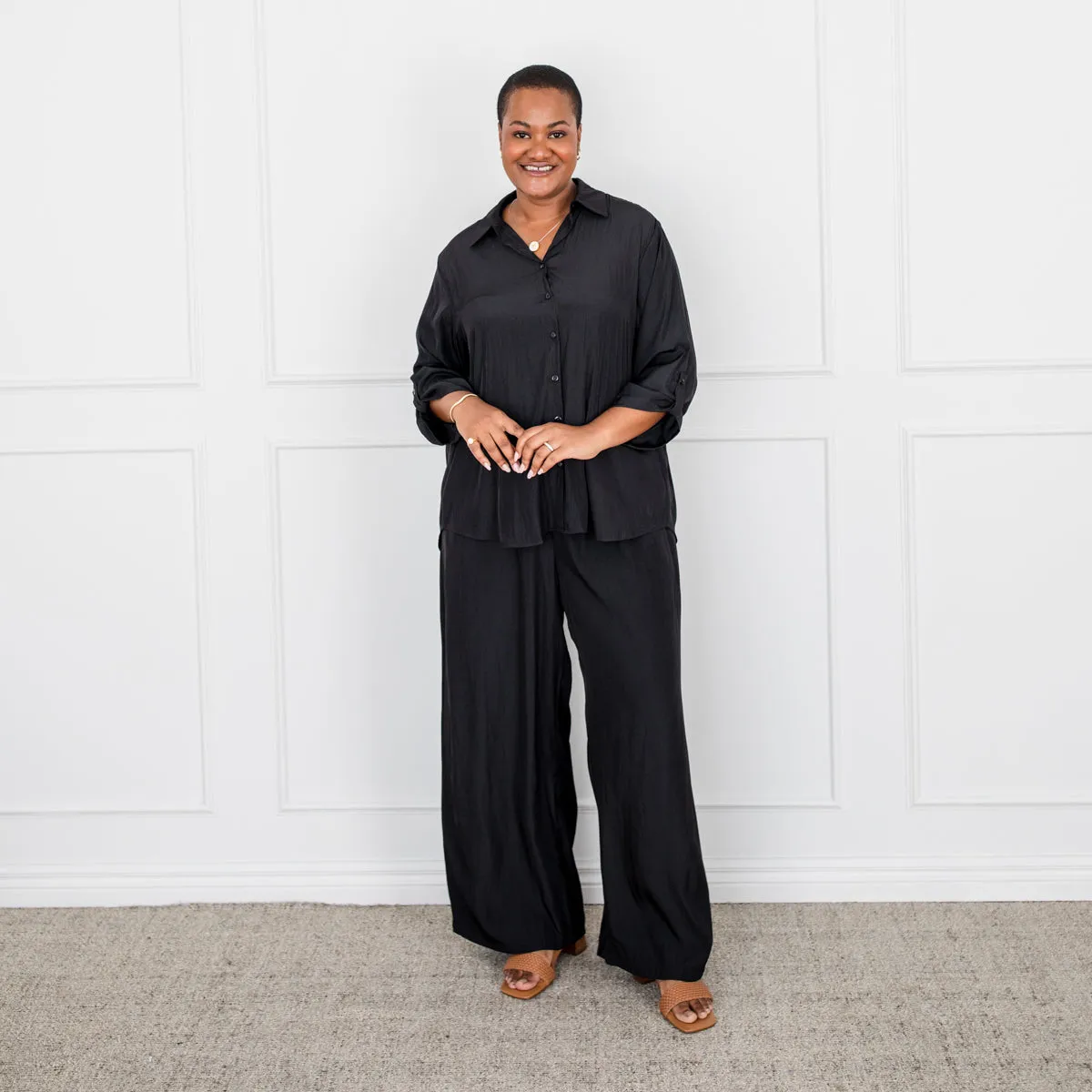 Cecile relaxed technical pant - black
