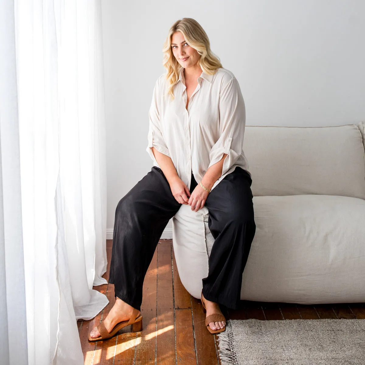 Cecile relaxed technical pant - black