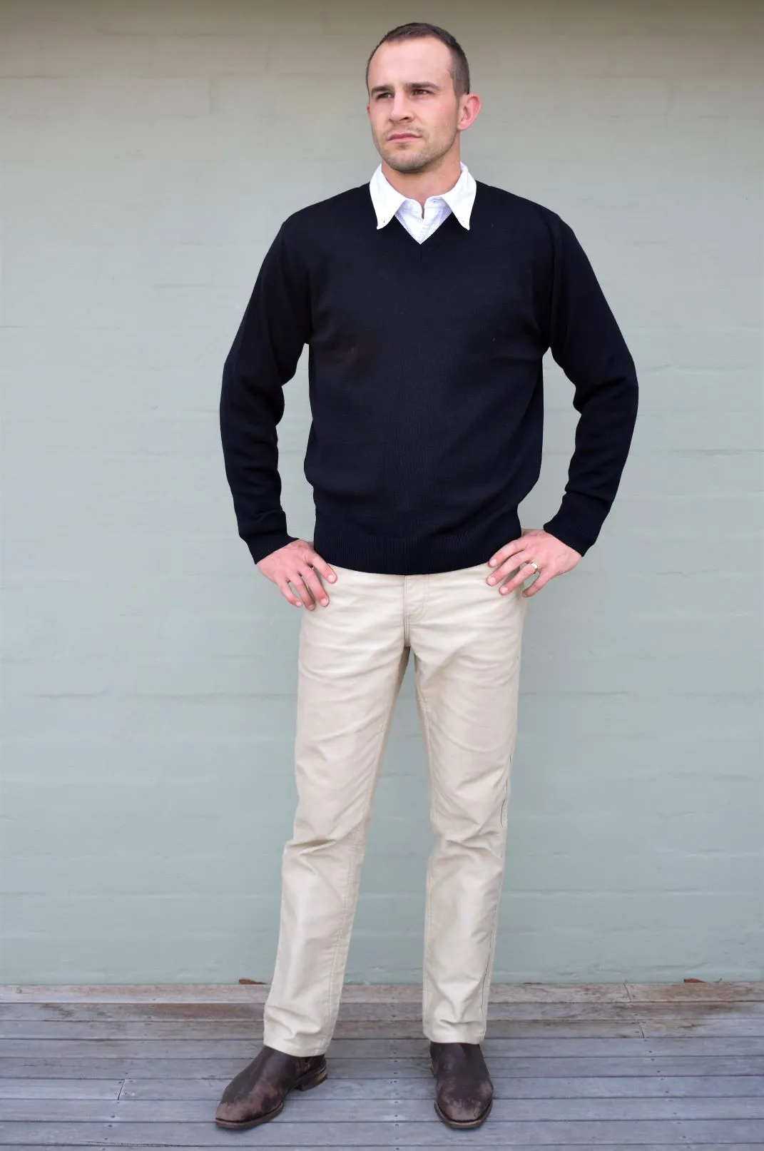 Classic Merino Wool V-Neck Jumper