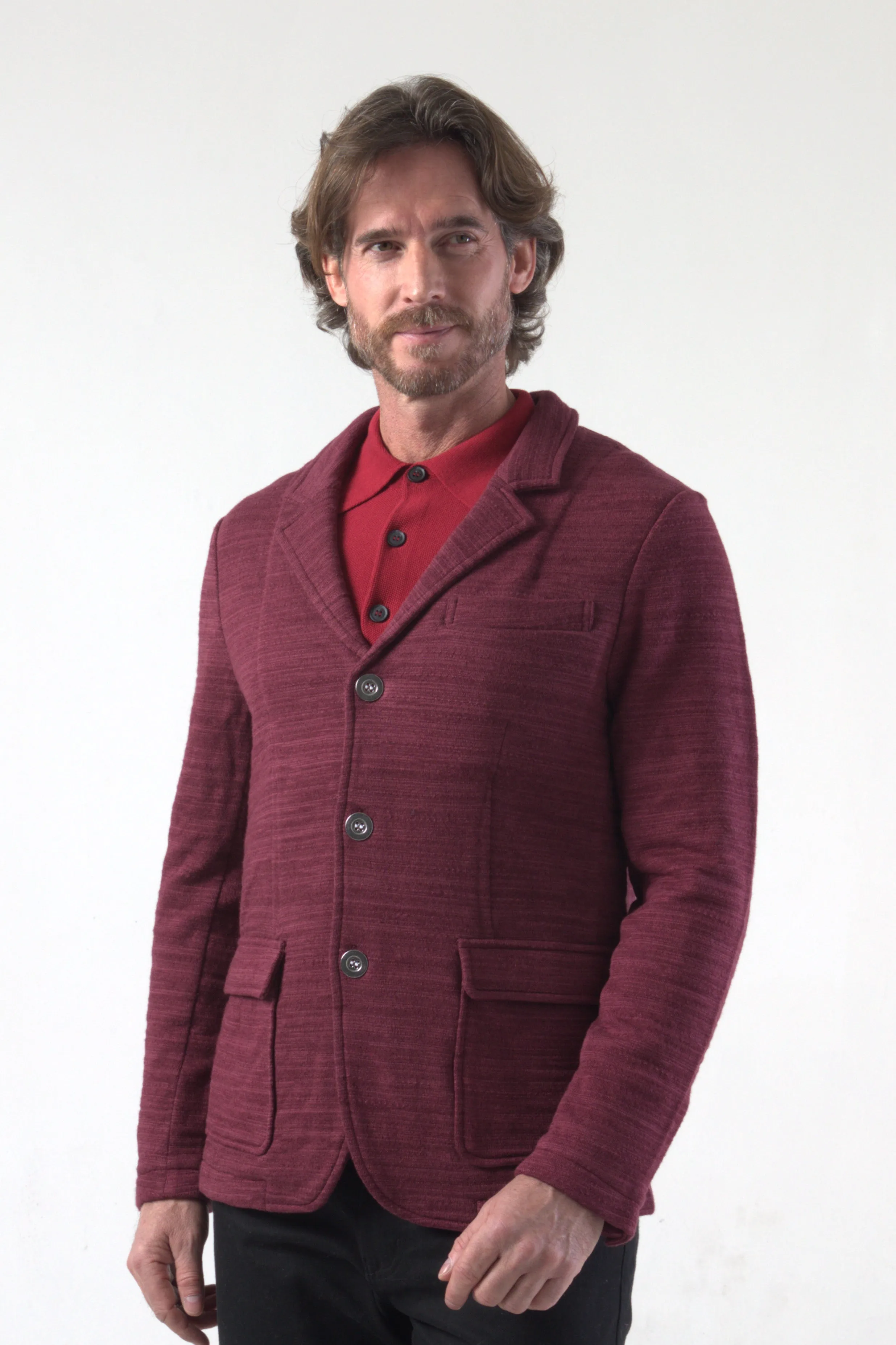 Cotton Bamboo Texture Stripe Lining Knit Blazer