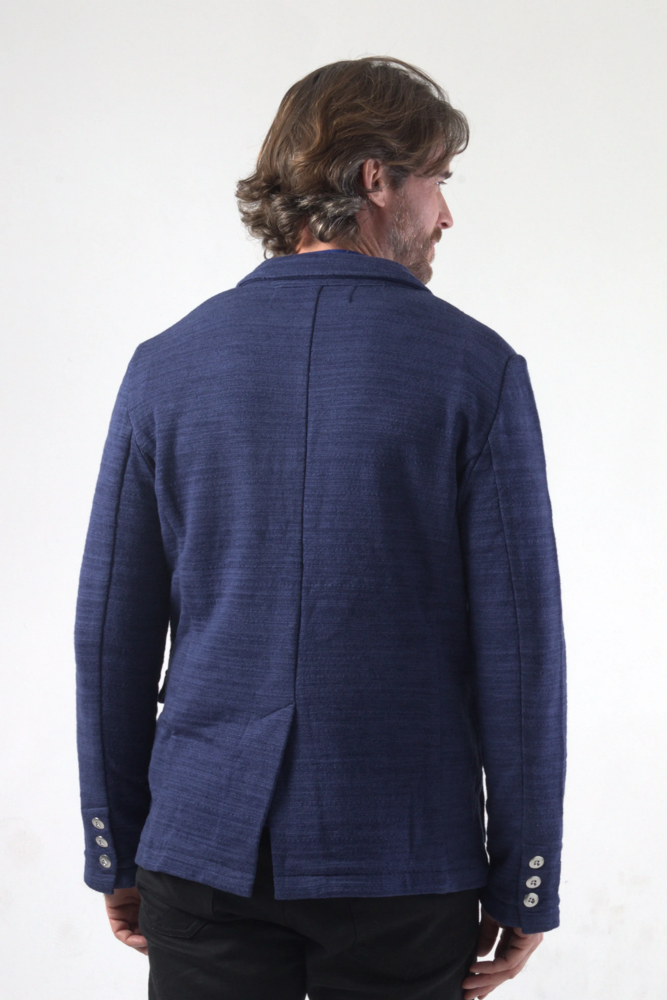 Cotton Bamboo Texture Stripe Lining Knit Blazer