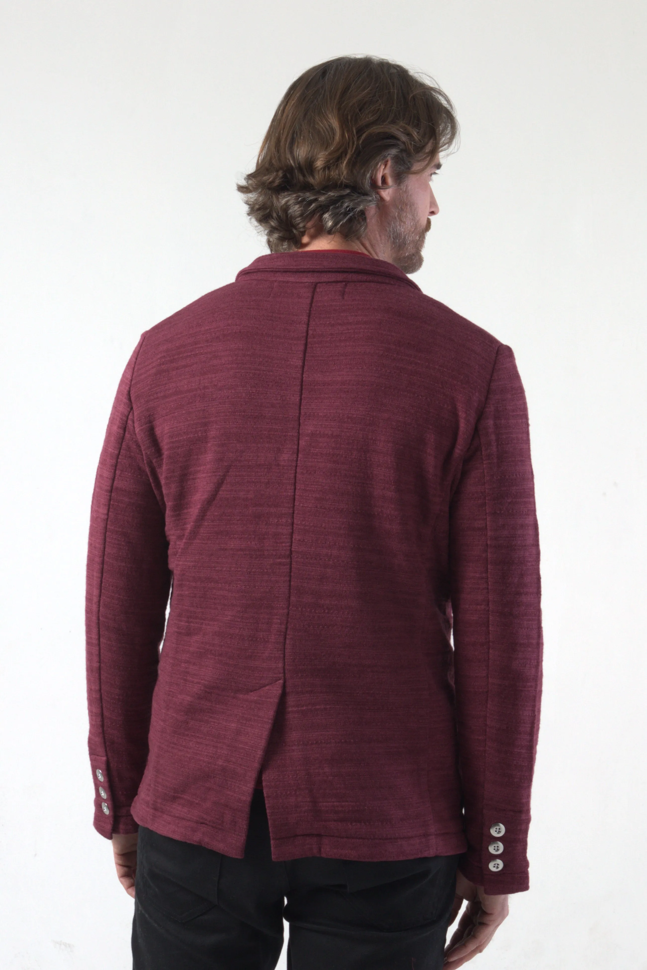 Cotton Bamboo Texture Stripe Lining Knit Blazer