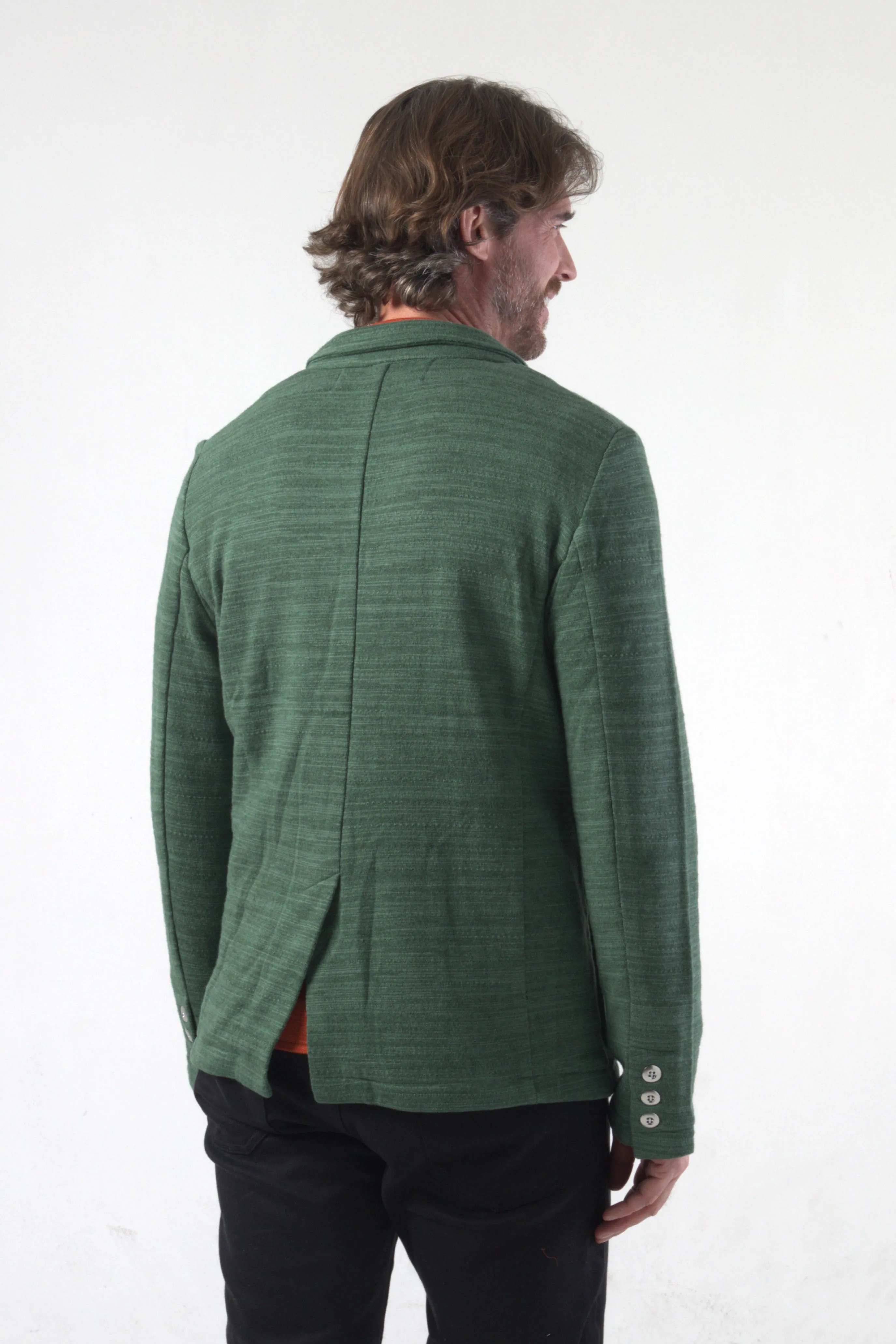Cotton Bamboo Texture Stripe Lining Knit Blazer