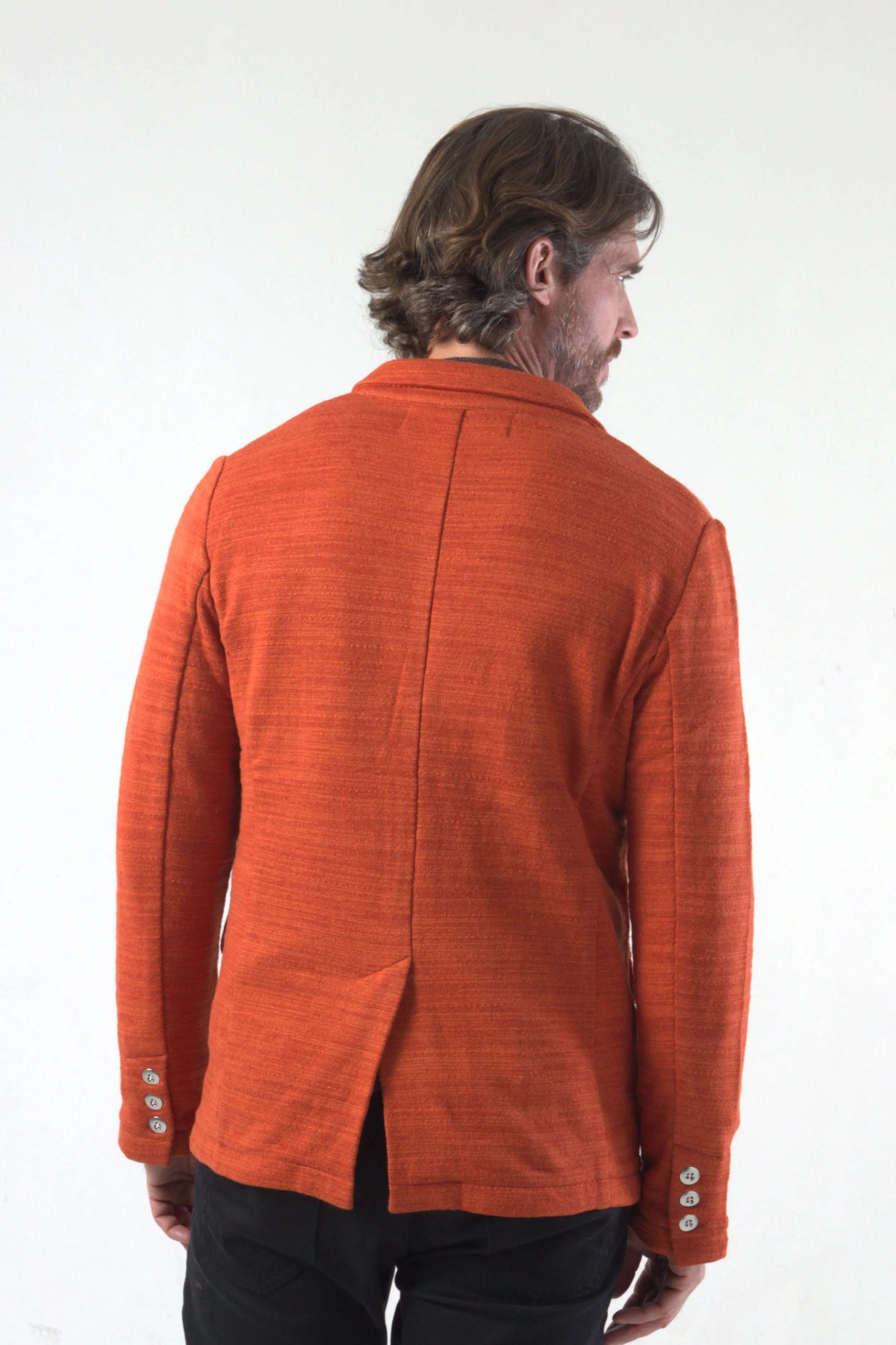 Cotton Bamboo Texture Stripe Lining Knit Blazer