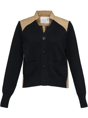 Cotton Gabardine x Knit Cardigan