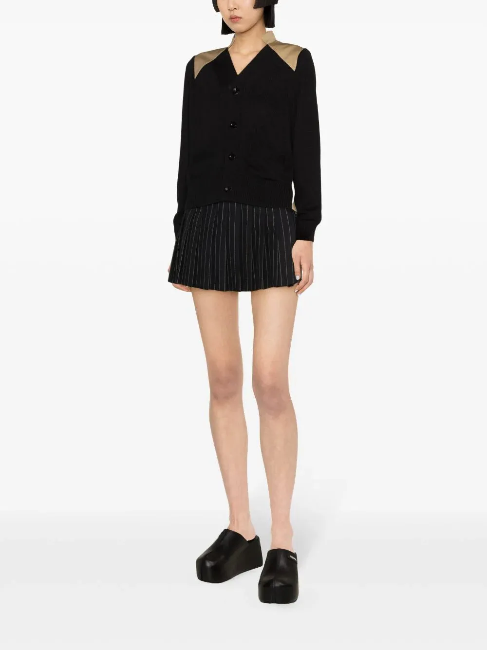 Cotton Gabardine x Knit Cardigan