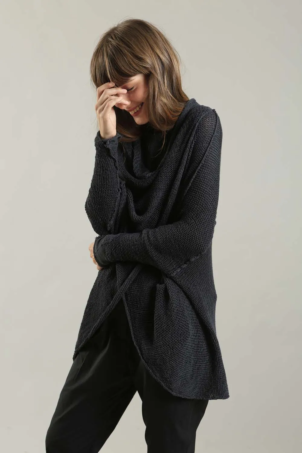 Cotton Oversized Cardigan - Black