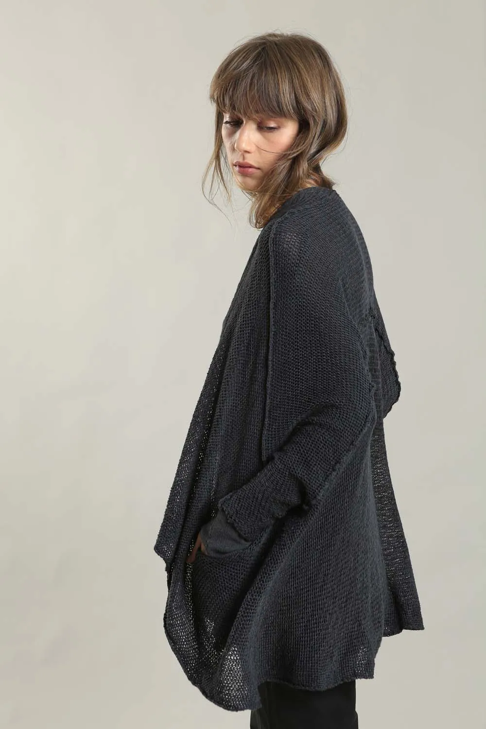 Cotton Oversized Cardigan - Black