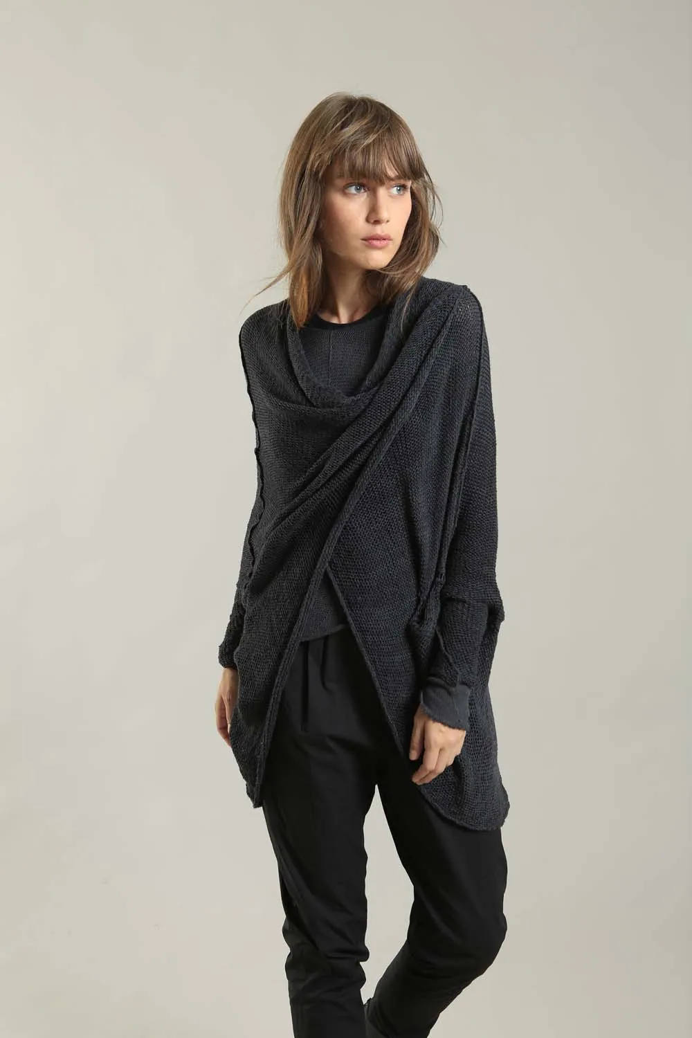Cotton Oversized Cardigan - Black